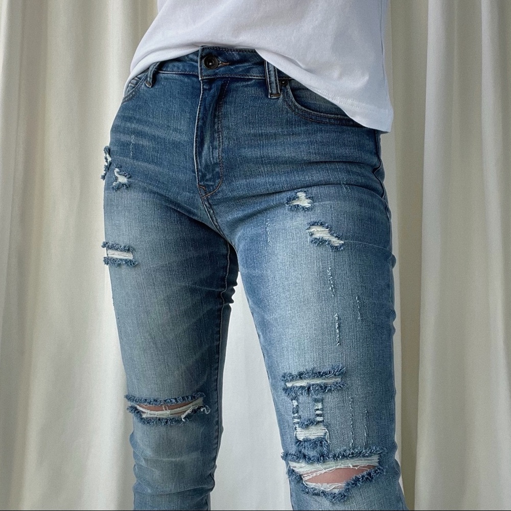 JEANS mid rise skinny jeans — Medium Wash
